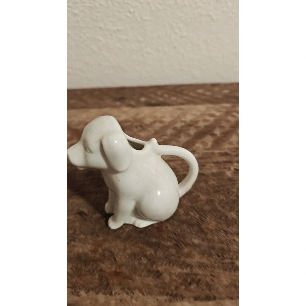 Small White Dog Porcelain Mini Collectible Creamer